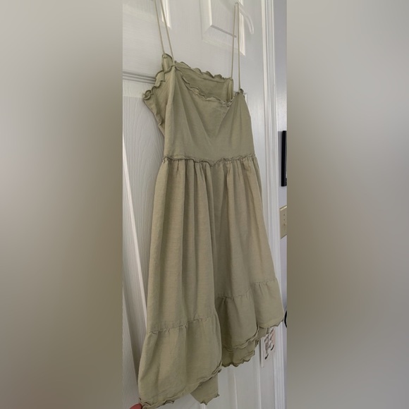 ASOS Light Olive Ruffle Dress - Picture 3 of 5